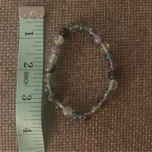 Fluorite Genuine Real Stone Stretch Beaded Bracelets Handmade Green Purple New - Picture 9 of 11